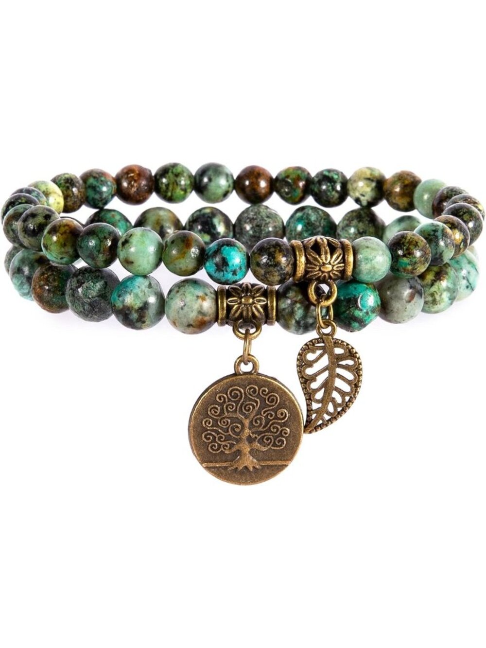 Natural Semi Precious Gemstone Bracelet for Women - Tree Leaf Charm Reiki Energy